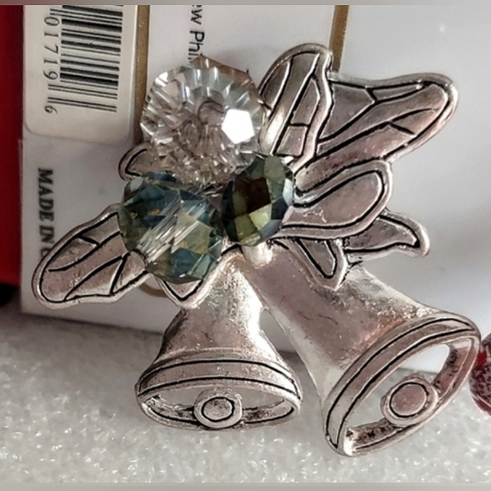 Silver Bells with Iridescent Bead dangles